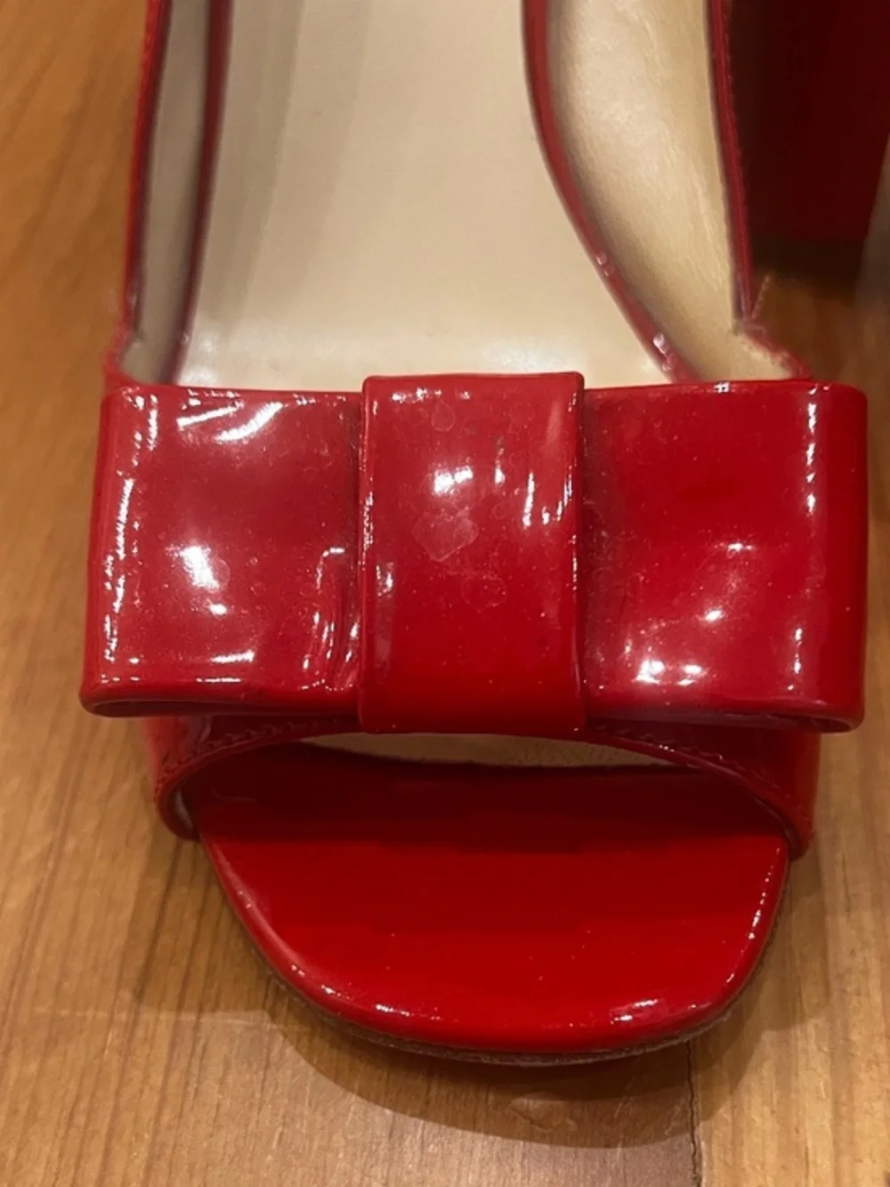 Kate Spade Maria Red Patton Opened Toe Heel SZ 6